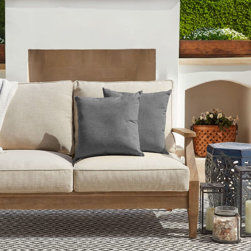 Sorra Home Sunbrella Outdoor Knife Edge Pillow Set of 2 - 16 in H x 16 in W x 6 in D - Revive Charcoal