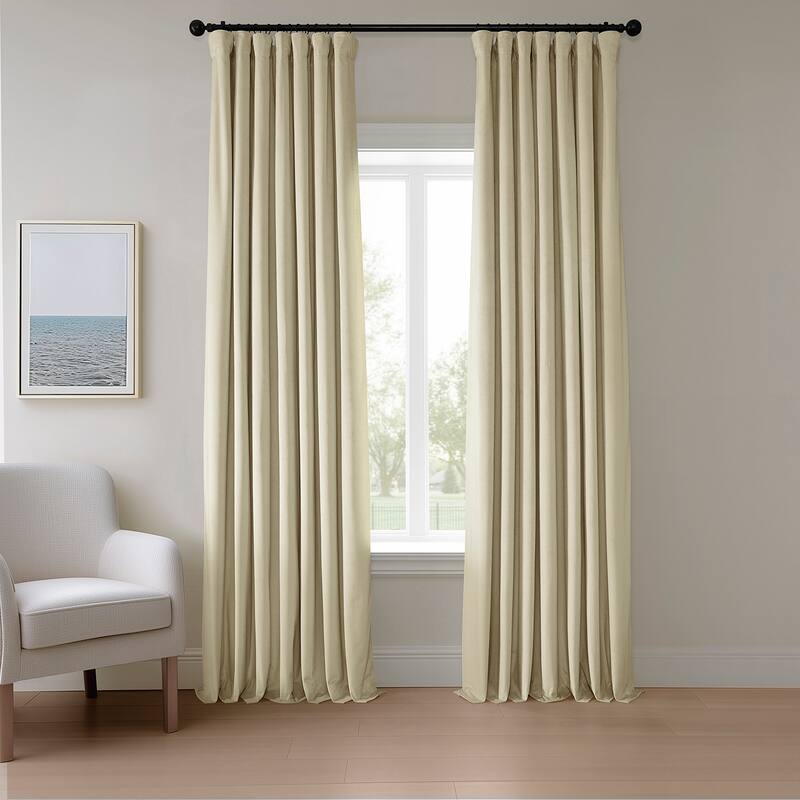 Exclusive Fabrics Plush Velvet Room Darkening Curtain (1 Panel) - 50 X 84 - Au Lait Creme
