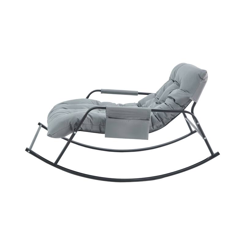 Technical Leather Extra-Wide Gliding Rocking Chair with Reclining Function and Steel Frame