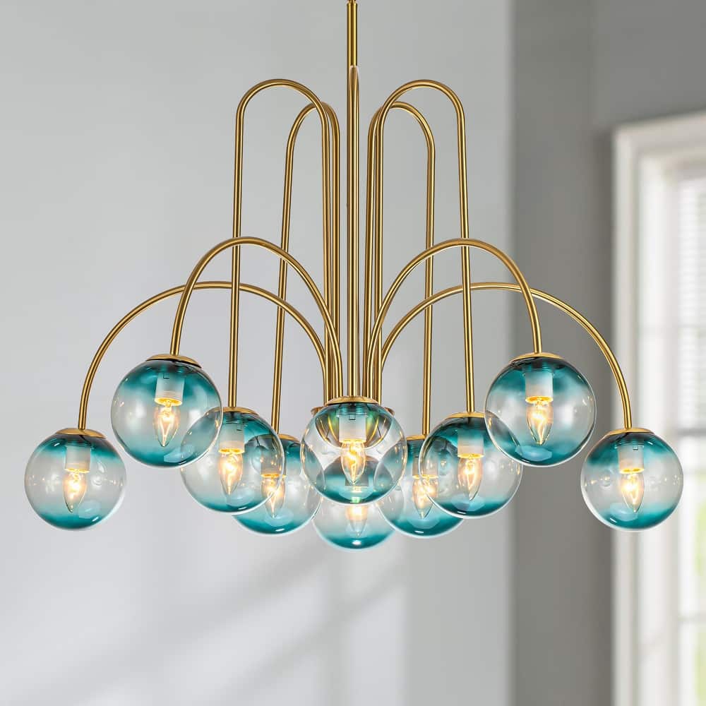 Modern Sputnik Glass Bubble Chandelier in Gold for Dining Room