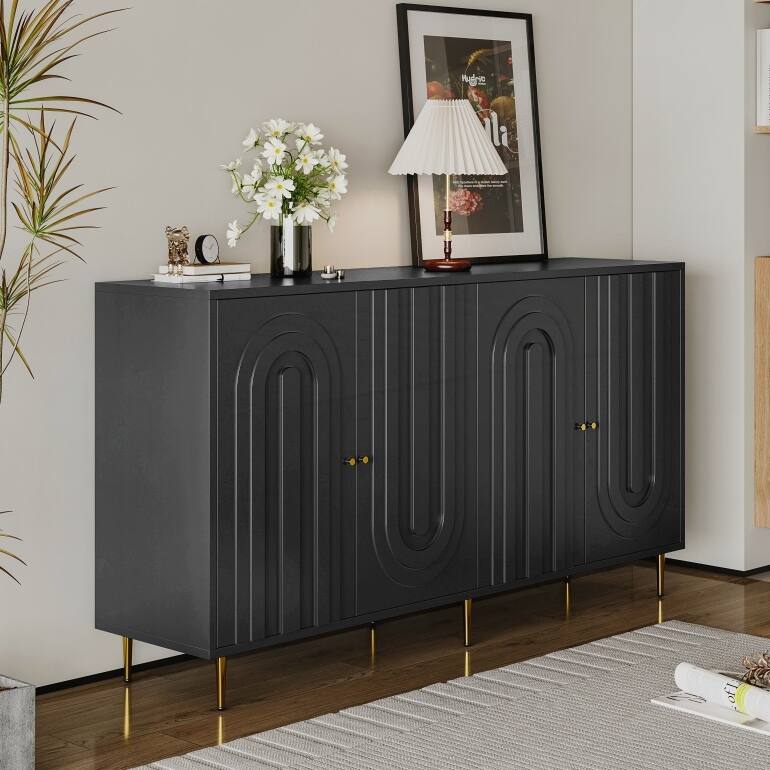 Modern 4 Door Wooden Cabinet Sideboard Buffet