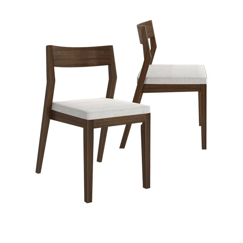 Plank and Beam Modern Solid Wood Upholstered Cushion Dining Chair - Set of 2 - Walnut/Cream Cushion