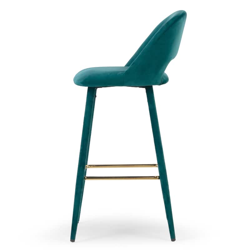Silver Orchid Dempster Teal Velvet Barstool (Set of 2)