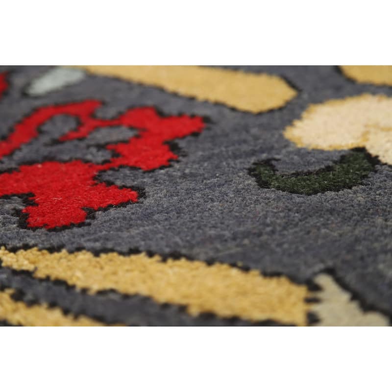Hand Knotted Oriental 100% Wool Carpet Traditional All-Over Greys & Charcoal Ziegler Area Rug - 13' 11'' X 10' 1''