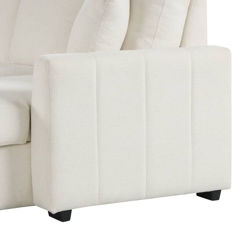 Roomfitters 90" L-Shaped Sectional Sleeper Sofa with Storage Chaise and Pull Out Bed, Fold Down Cup Holder Table