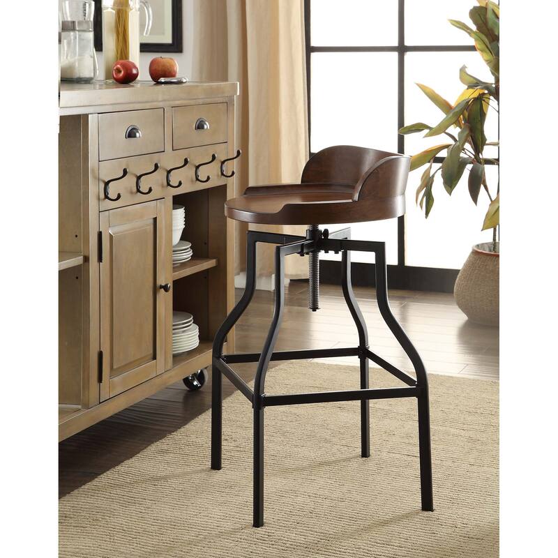 Carbon Loft Richard Wood and Metal Bar Stool - Chestnut