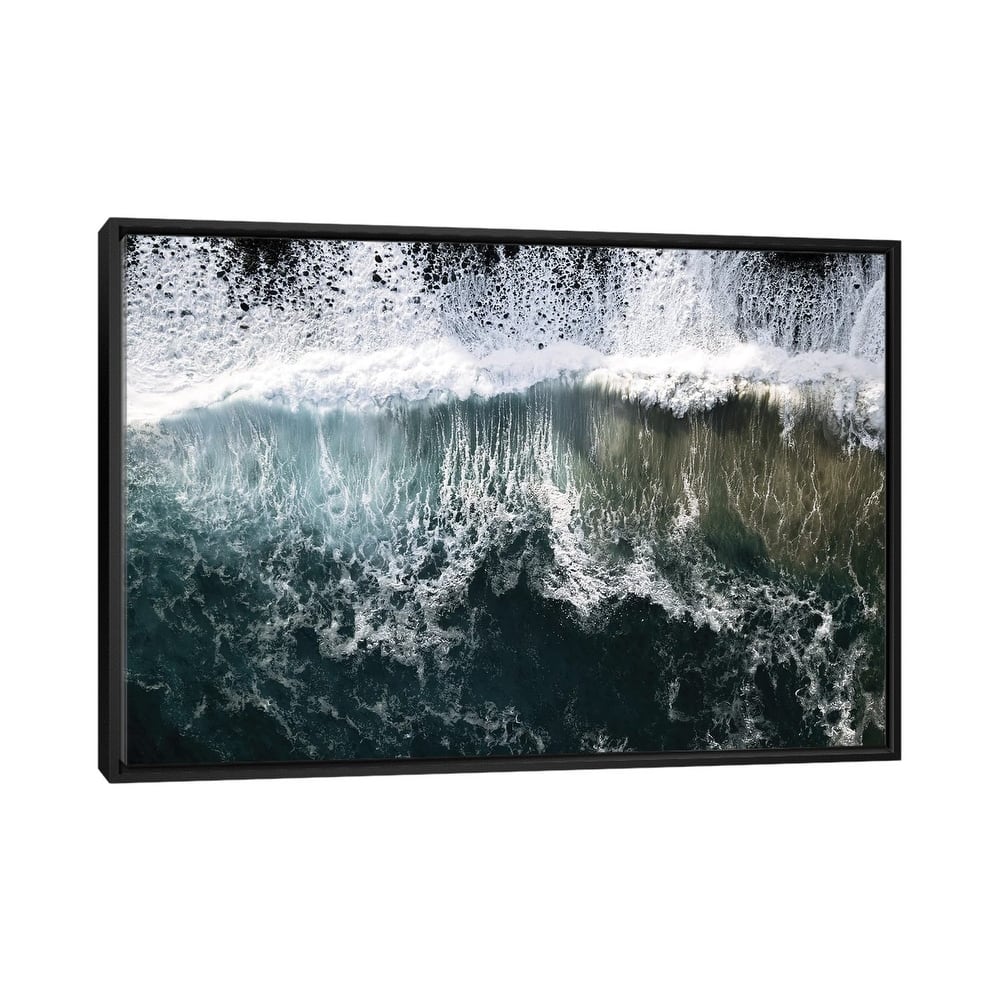 iCanvas "Oceanscape With Waves Coming Onto A Black Beach" by Michael Schauer Framed Canvas Print
