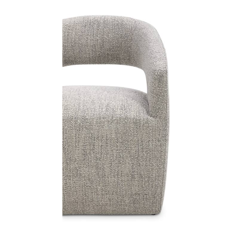 NADAAL STUDIOS Bailey, Rolling Dining Chairs Solid Wood with Performance Boucle Upholstery, White