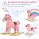 preview thumbnail 4 of 3, Qaba Rocking Horse Plush Animal on Wooden Rockers with Sounds, Pink
