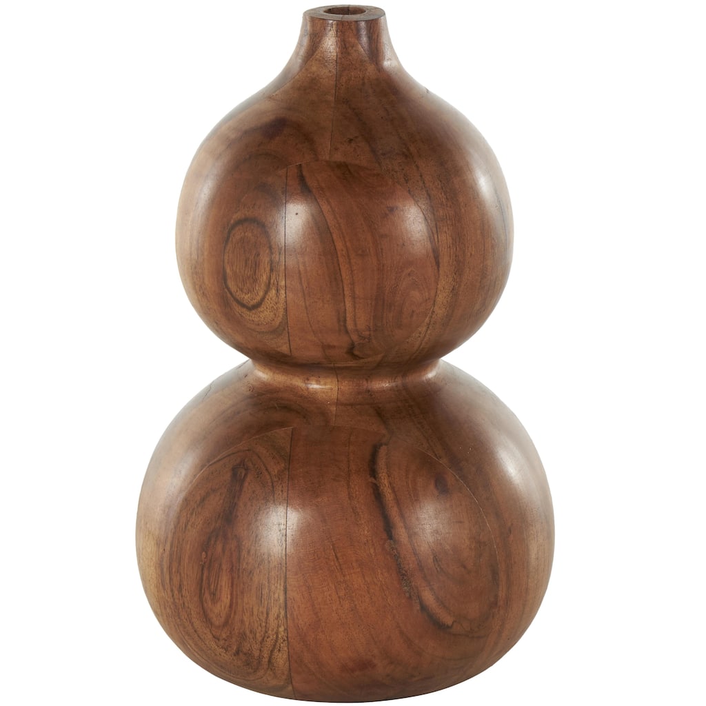 Wood Bubble Decorative Vase with Natural Wood Grains - Brown - Roche River Decor - 7"W x 7"L x 11"H