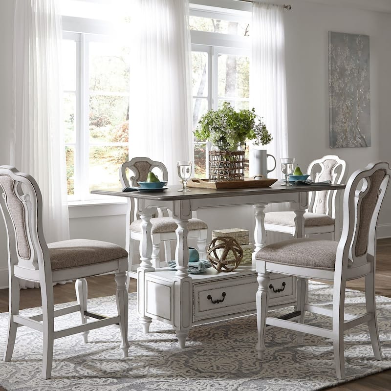 Magnolia Manor Antique White Weathered Bark Gathering Table