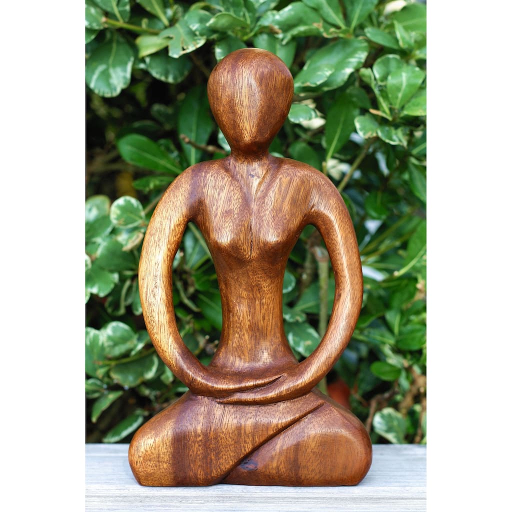 12" Wooden Handmade Abstract Yoga Sculpture Statue Handcrafted "Tranquility" Gift Home Decor Figurine Decoration Hand Carved