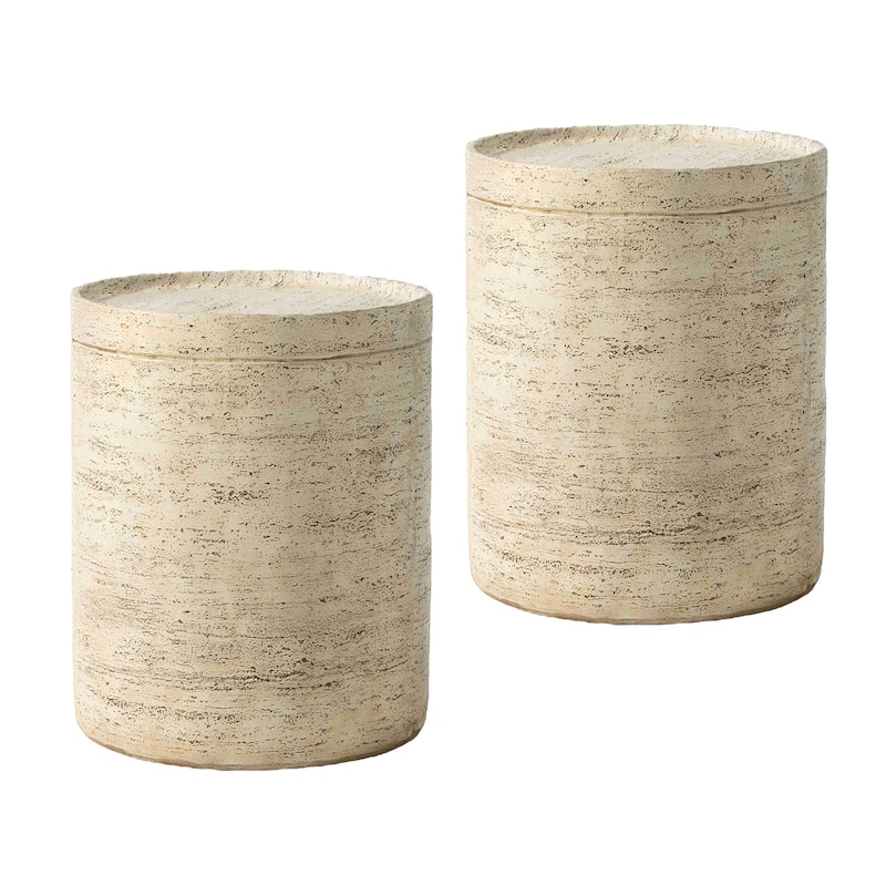 Patio Outdoor 14" Ceramic Side Table Garden Stool Log Table