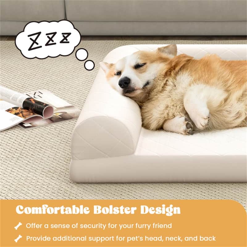 36-Inch Orthopedic Dog Bed with Egg-Crate Foam, 3-Sided Bolster, Removable Washable Cover - 36" x 27" x 7"