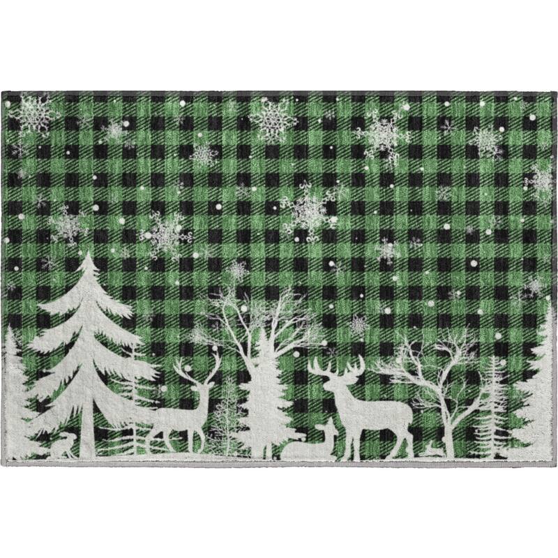 Premium Washable Super Soft Winter Reindeer Tree Mayfield Rug