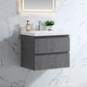 preview thumbnail 18 of 21, Floating Bathroom Vanity 24"-48" – Cement Gray Finish, White Integrated Sink