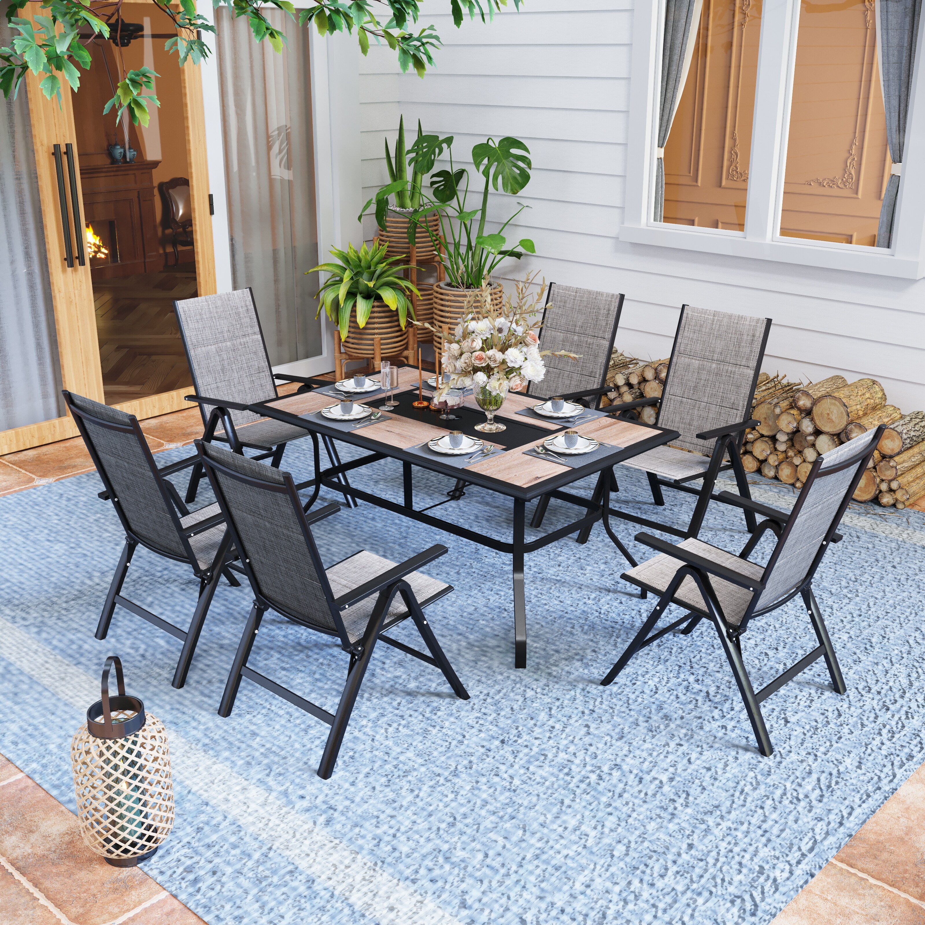 Padded outdoor online dining chairs