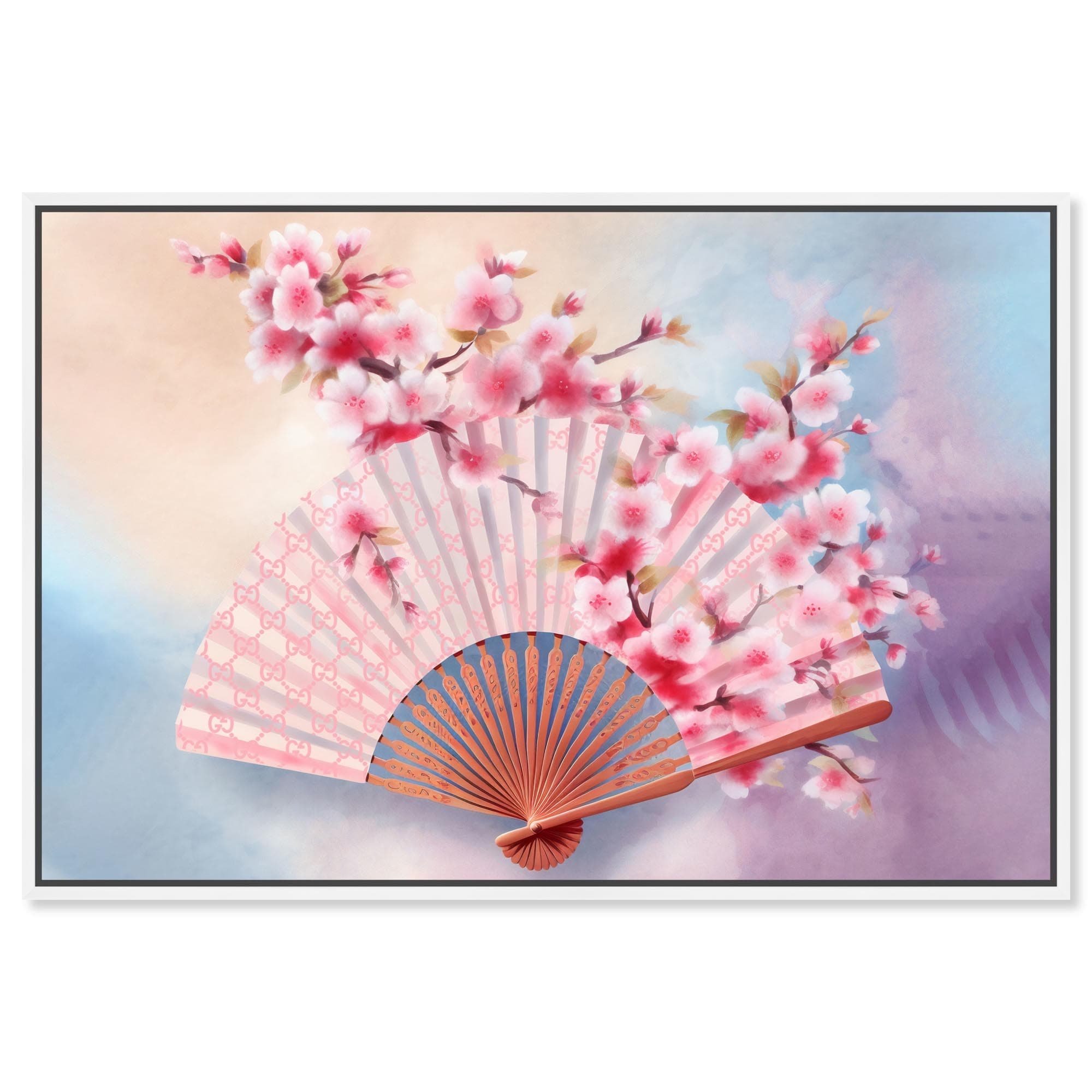 Elegant Japanese Fan Canvas Glam Livingroom Wall Art by Art Remedy