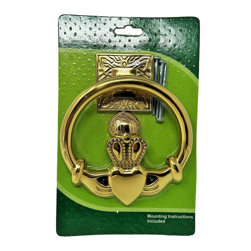 Brass Claddagh Circular Door Knocker with Irish Symbolism