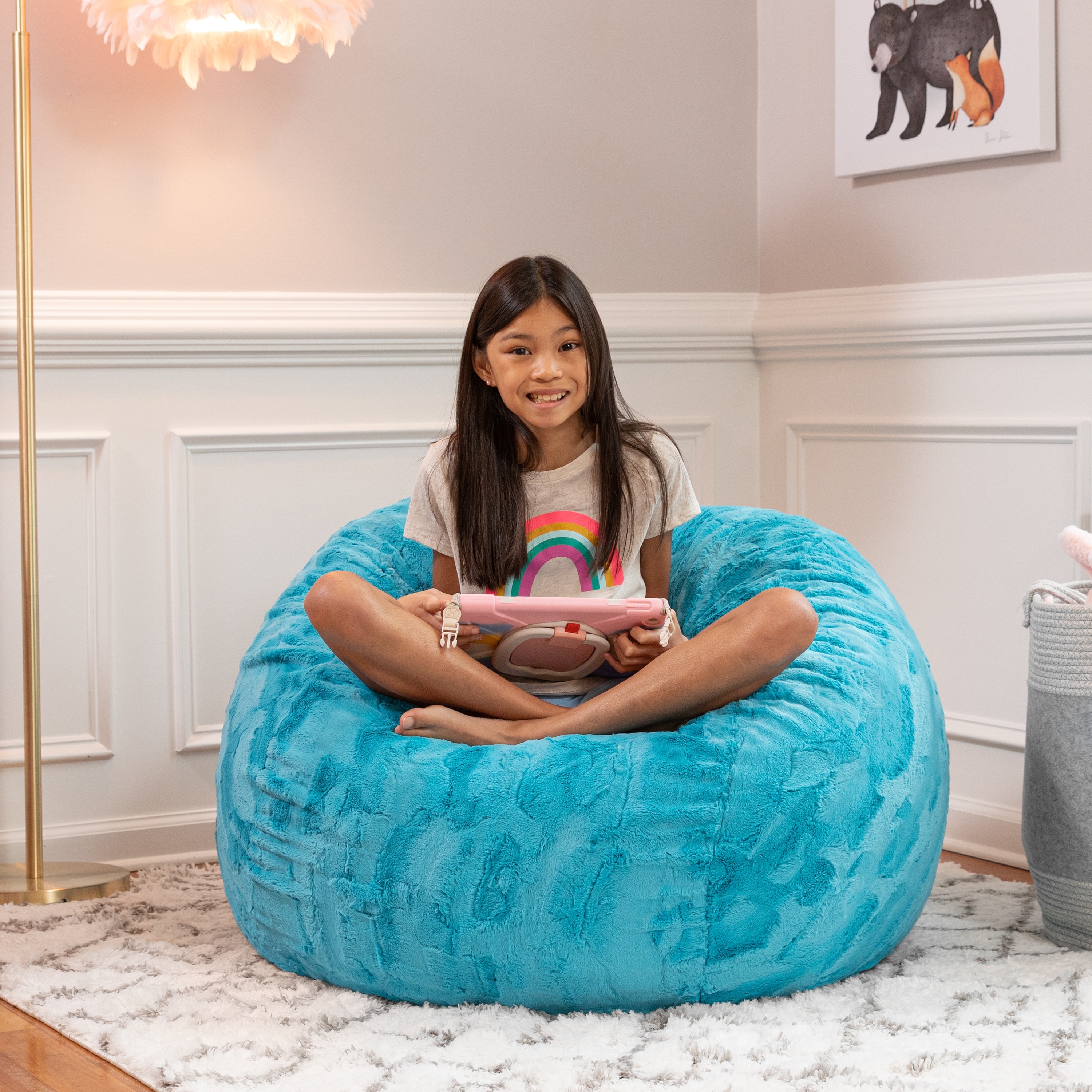 Jaxx Saxx 3 Foot Bean Bag Chair For Kids Faux Fur Fun Colors On Sale Bed Bath Beyond 34931957