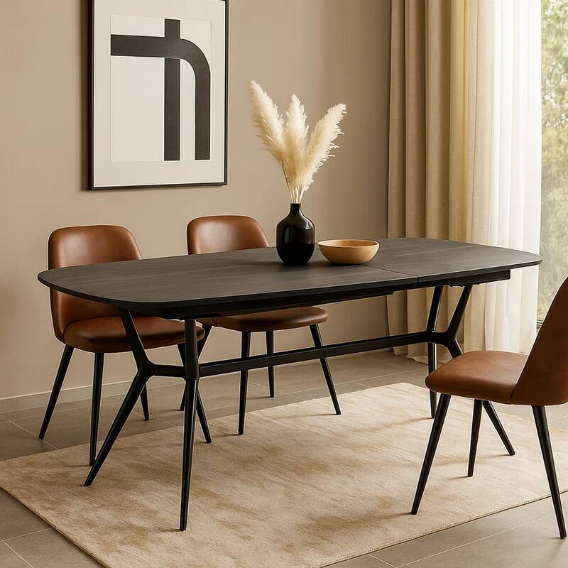 Cid Julie Dining Table, 79-118 Inch Extendable Black Ash Ceramic Top