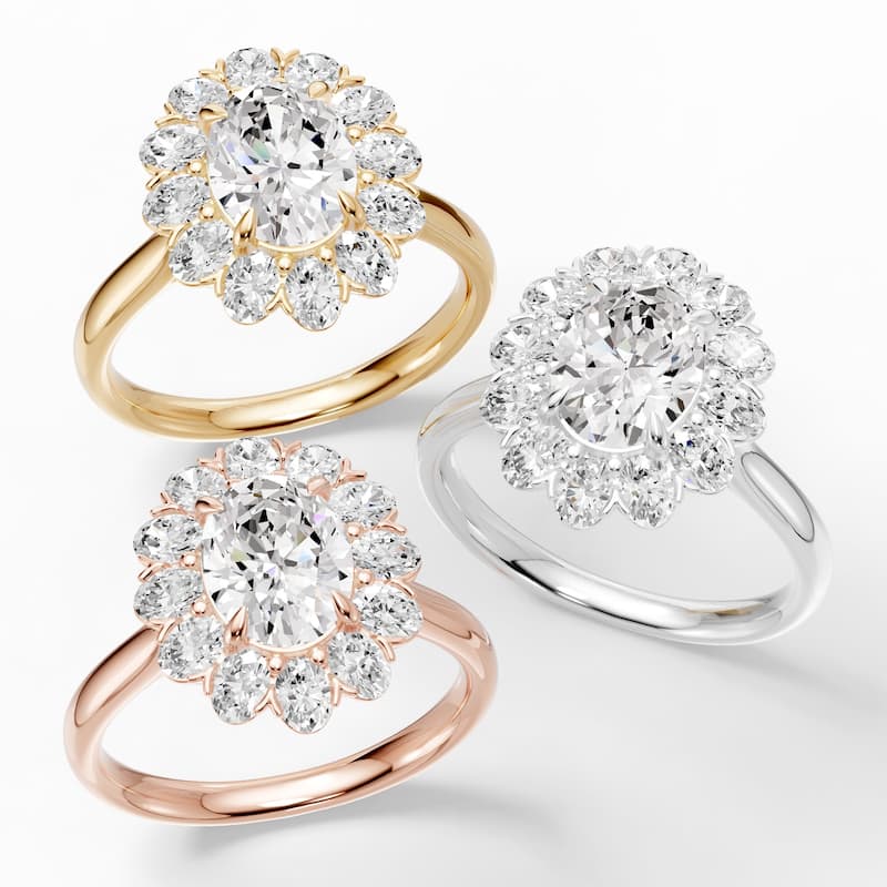 AEON Seraphine Spark Oval 2.50ct Lab Grown Diamond Cluster Double Halo Ring