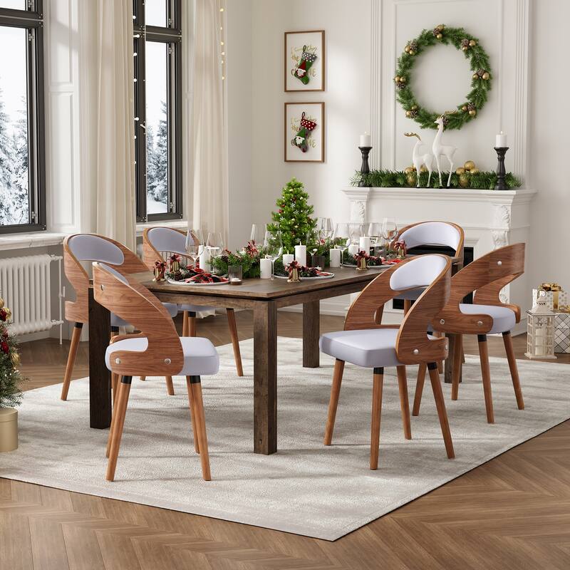 Modern Upholstered Dining Chair with Curved Backrest