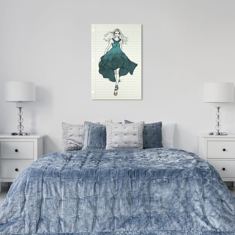 Wynwood Studio Canvas Fashion and Glam Runway Letter Teal - CUSTOM Blue and Teal Modern & Contemporary Wall Art Canvas Print - 36 x 24