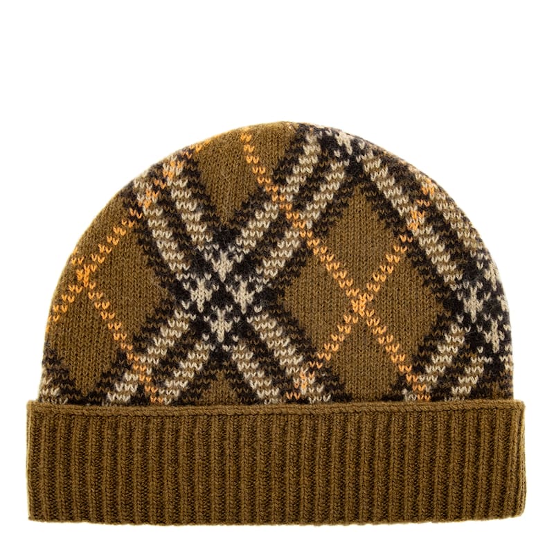 Burberry Check Cashmere Blend Beanie - Brown Check