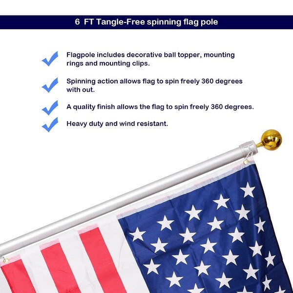 American Flag Kit Wall Mount 5 Ft Spinning Pole President S Day Yard Garden Outdoor Living Home Garden