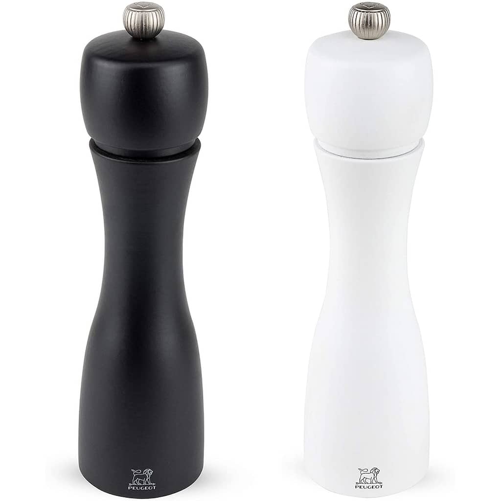 Peugeot Tahiti 8 Inch Black Pepper Mill and White Salt Mill Set - 2.25 x 2.25 x 8 inches