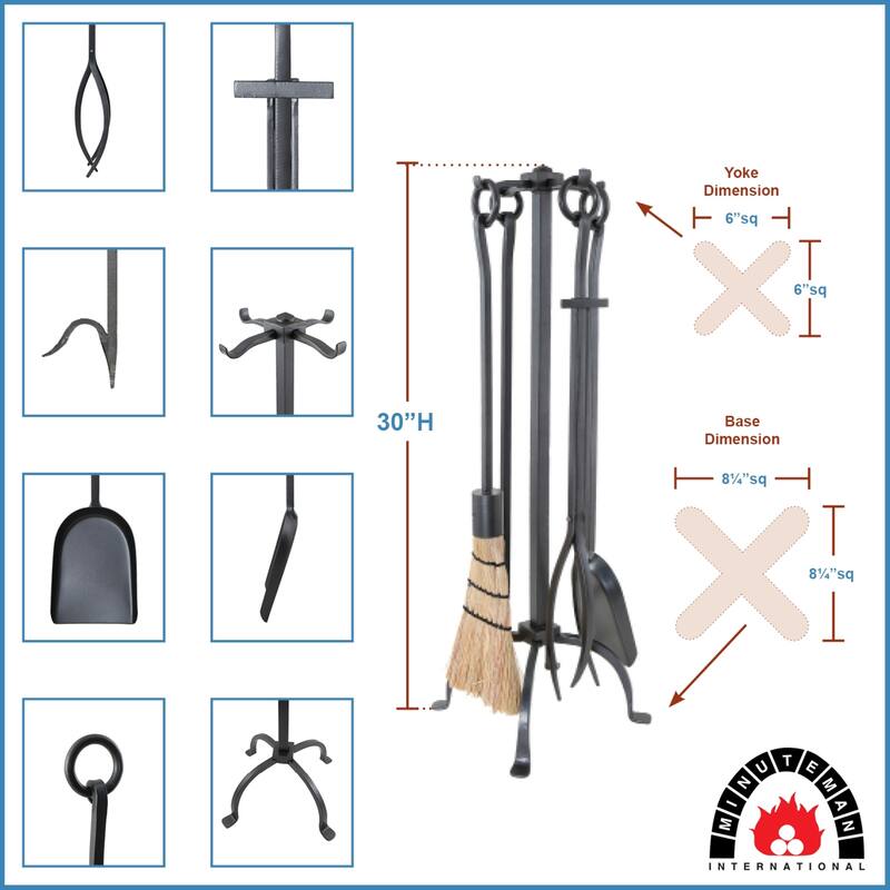 Achla Designs English Country Fireplace Set of 4 Tools, 32 Inch Tall