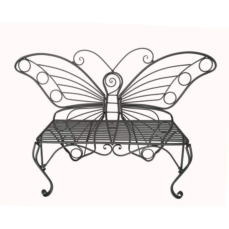 Metal Outdoor 2-Seater Butterfly Garden Bench - 60” L x 17.7” W x 39.2” H