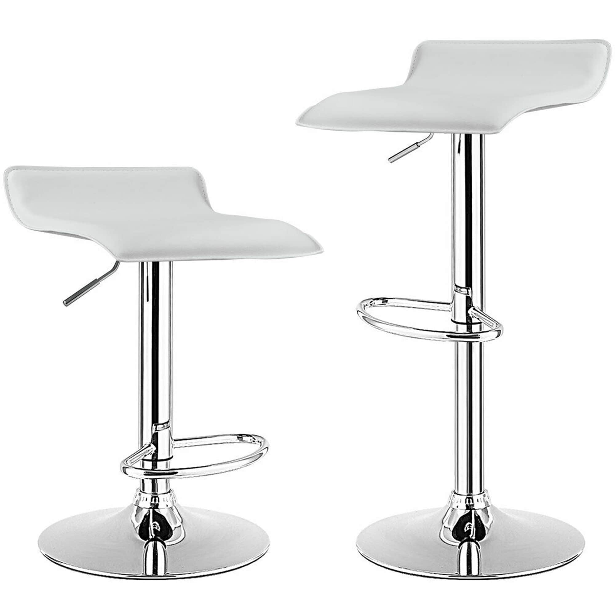 Gymax Set of 2 PU Leather Swivel Bar Stool Adjustable Kitchen Counter