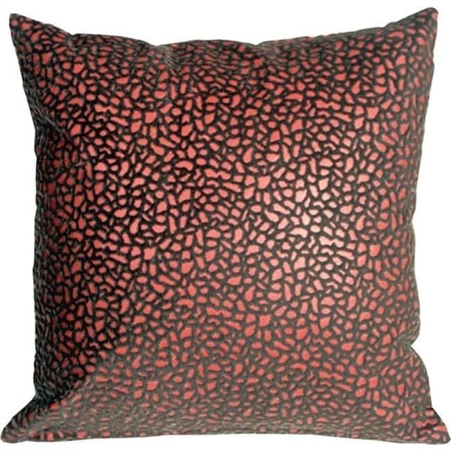 Pebbles in Red Faux Fur 18x18 Throw Pillow with Polyfill Insert