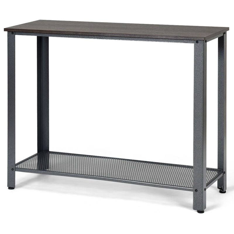 Console Sofa Table W/ Storage Shelf Metal Frame Entryway Table - Silver