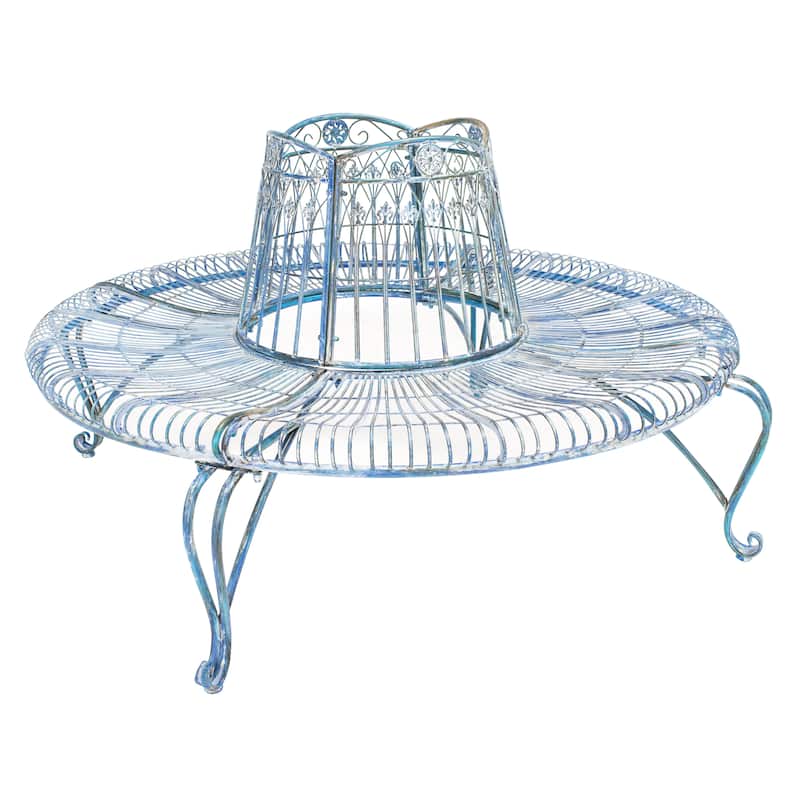 SAFAVIEH Outdoor Irmeli Victorian Iron Round Tree Bench - 60" W x 60" D x 34" H - 60Wx60Dx34H