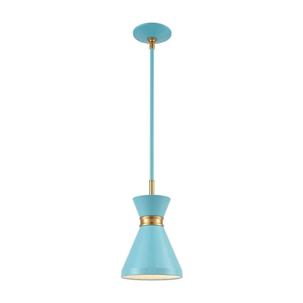 Shepherds Lane - One Light Mini Pendant Pastel Blue/Brushed Brass Finish with Metal Shade. Opens flyout.