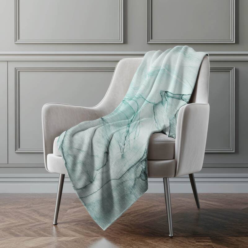 Premium Machine Washable Abstract Contemporary Sherpa Throw Blanket - Teal - 4'2" x 5'10"