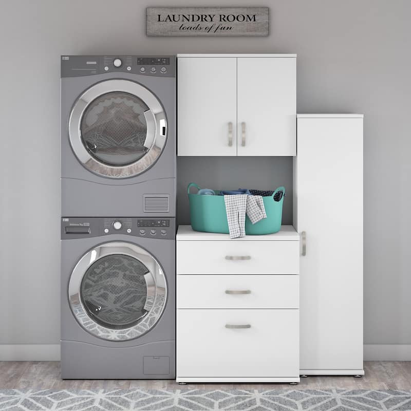 Universal 3 Piece Modular Laundry Storage by Bush Business Furniture - White