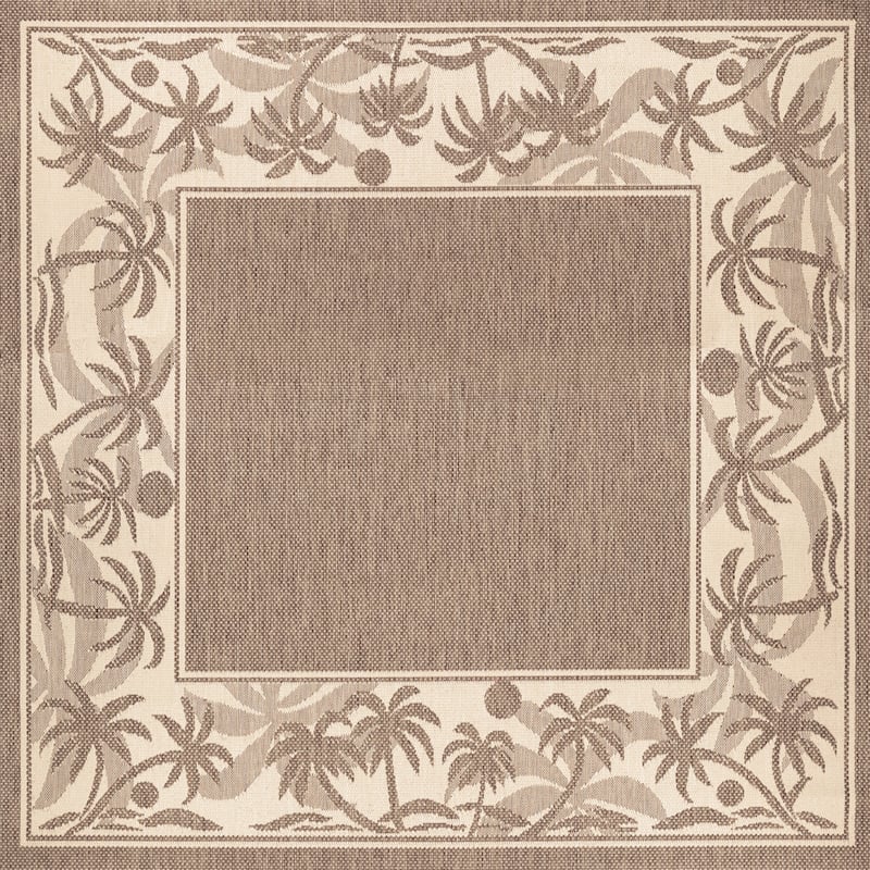 Dream Decor Rugs Pergola Sanctuary Indoor Outdoor Area Rug - 7'6" Square - Beige/Light Brown