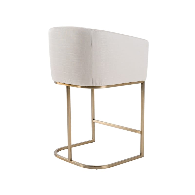 Modrest Yukon Modern Off White Fabric & Brushed Brass Counter Chair