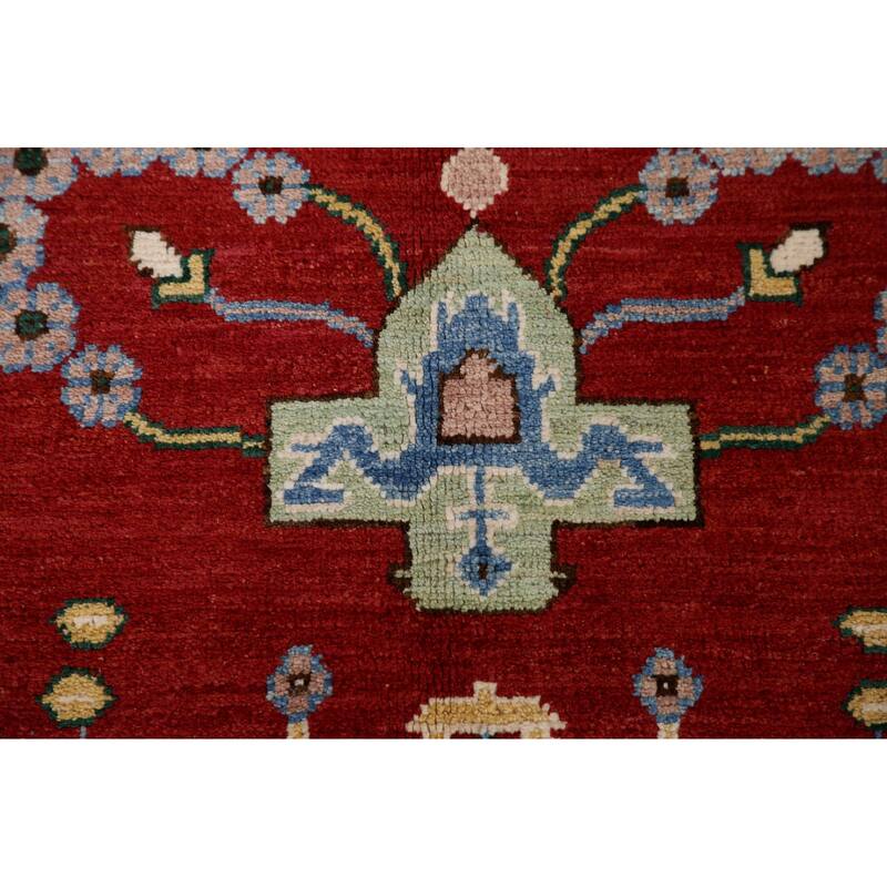 Vegetable Dye Oushak Turkish Rug Hand-knotted Wool Carpet - 6'5"x 8'3"