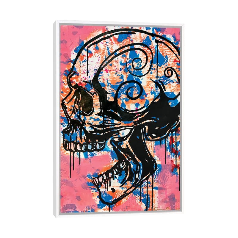 iCanvas "Screaming Skull I" by Dean Russo Framed Canvas Print - White - 40x26