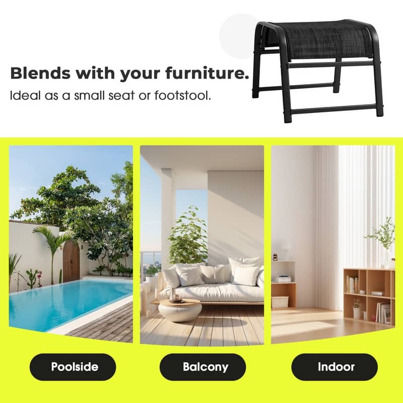 Steel-Framed Fabric Footstool – Versatile Indoor/Outdoor Footrest & Seat
