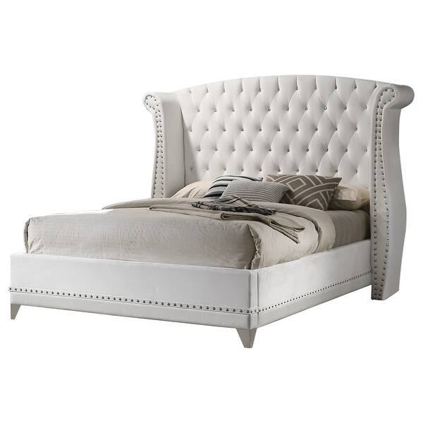 Barzini White Wingback Tufted Platform Bed Overstock 32246396