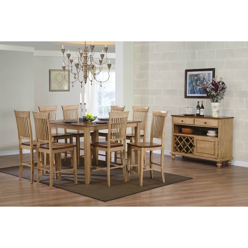 Square Pub Set - 10 Piece Dining Set - 48" Table, Stools, Server - Seats 8