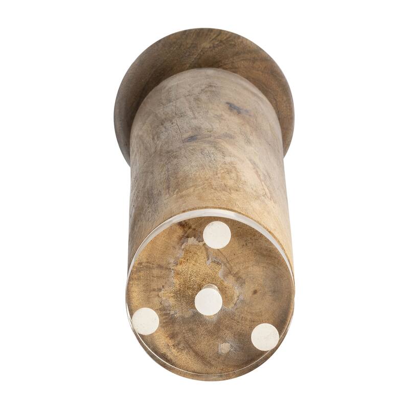 Wood Taper Candle Holder Acrylic Detail - Brown