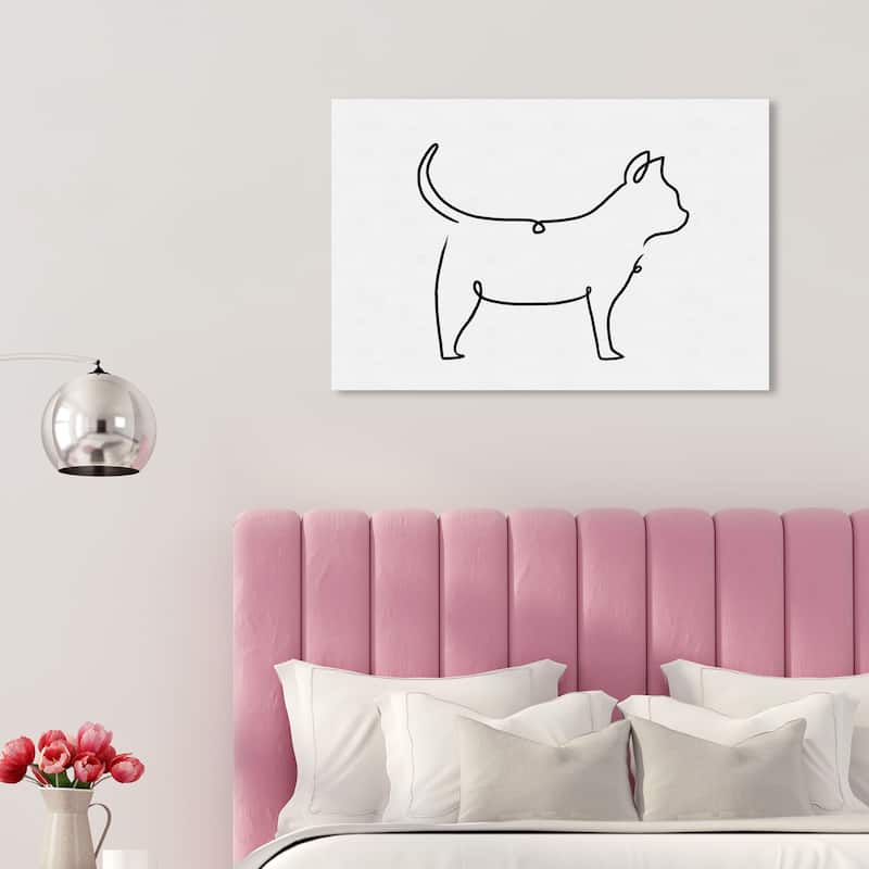 Wynwood Studio Canvas Animals Cat Outline Simple Black and Modern & Contemporary Wall Art Canvas Print - 20 x 30