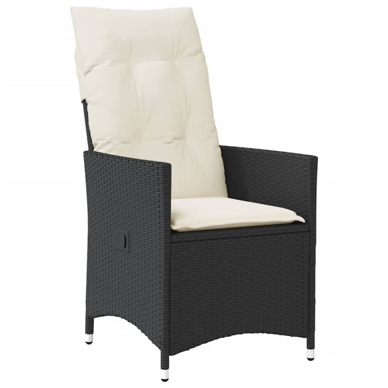 vidaXL Patio Dining Set with Cushions Bistro Futniture Set Black Poly Rattan - 22.0 x 23.2 x 36.2
